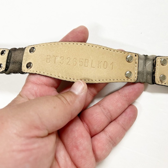 Fossil Womens Vintage Black Leather Croc Embossed Silver Conch Belt Size S - Picture 11 of 13